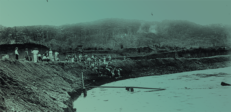 A historical photo of the construction of the Panama Canal