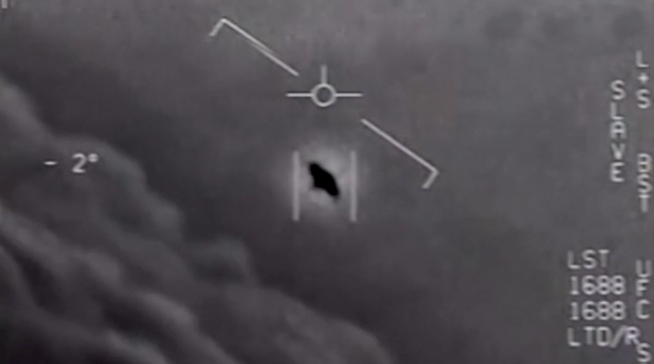 Screenshot from declassified U.S. Navy video of the "gimbal" UFO, taken from a fighter jet off the eastern seaboard, near the Florida coast in 2015