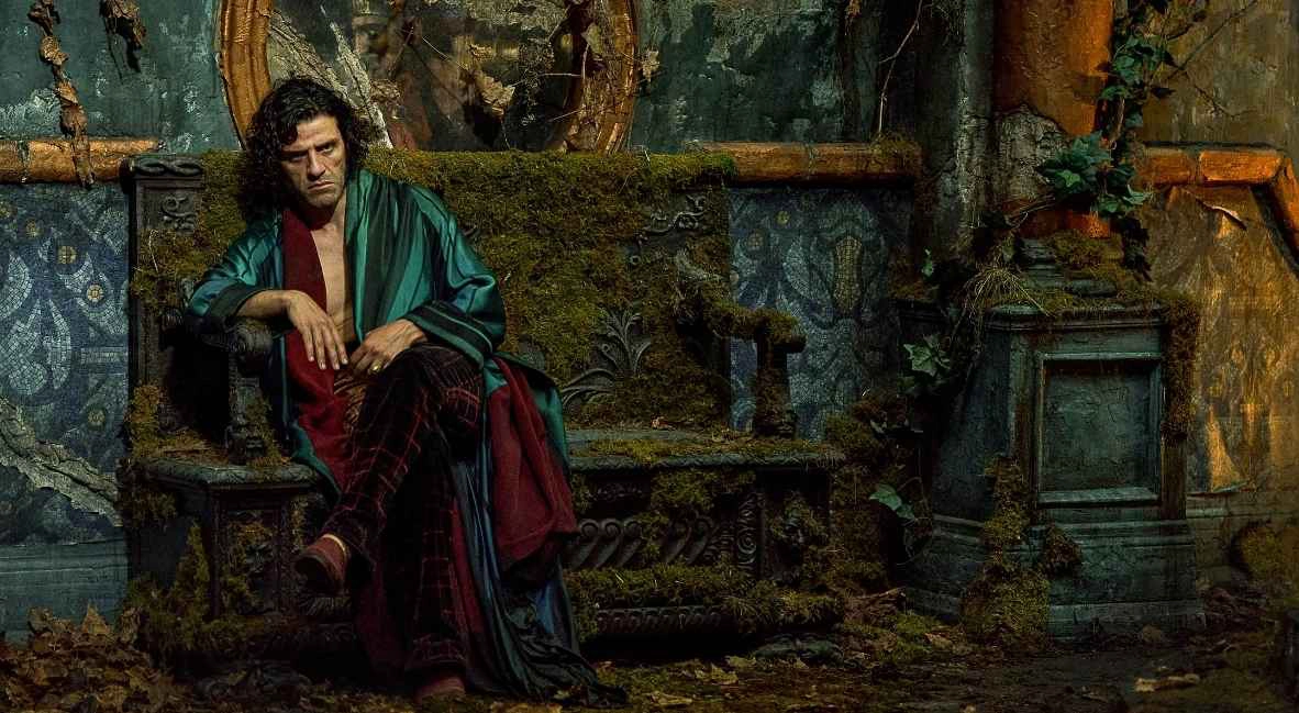 Oscar Isaac posing as Victor Frankenstein in Guillermo del Toro's adaption